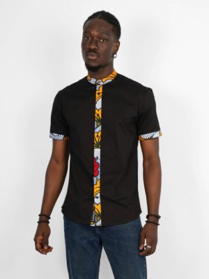 CHEMISE_MAO_NOIRE_MANCHES_COURTES_WAX_ABIDJAN_1