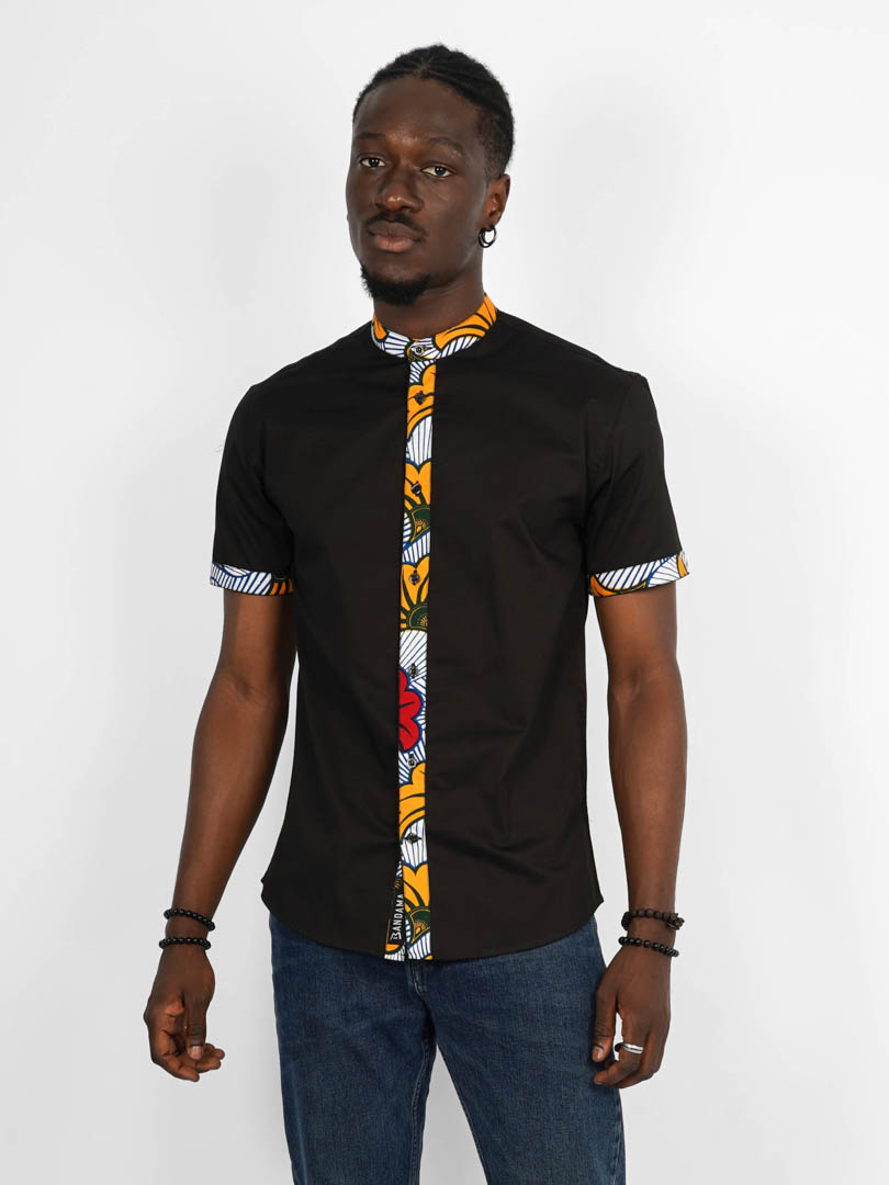 CHEMISE_MAO_NOIRE_MANCHES_COURTES_WAX_ABIDJAN_1