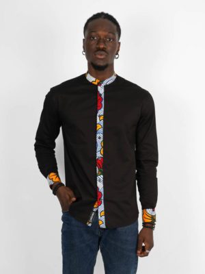 CHEMISE_MAO_NOIRE_MANCHES_LONGUES_WAX_ABIDJAN_1