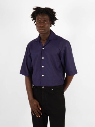 Chemise courte bleu marine