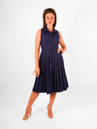 Robe plissée bleu marine